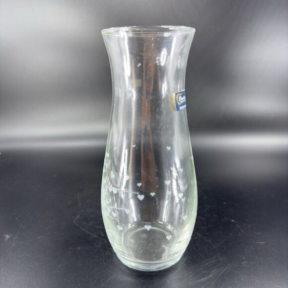 Pasabahce Clear Glass Vase Etched Flowers Floral Made in Turkey Tall Vessel Vase - Picture 12 of 15